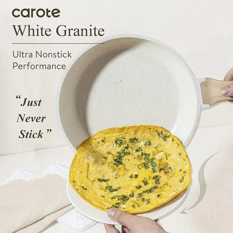 Set di 3 Padelle Antiaderenti 20/24/28cm con Rivestimento in Ceramica Bianca, Set di Padelle per Omelette, Pentole per Cucina a Induzione
