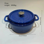 Pentola per zuppa domestica Pentola smaltata con coperchio Smalto ceramico Resistente al calore Due orecchie Pentola antiaderente Fornello a induzione a gas Utensili da cucina