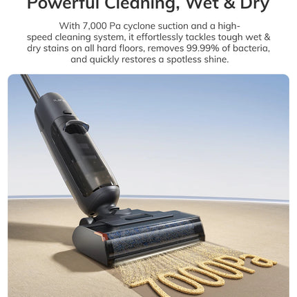 ILIFE W90 Pro Wireless Smart Floor Washer, 7000Pa Suction, 1 Minute Self-Cleaning, Dual Water Tank, Upgraded Version of W90