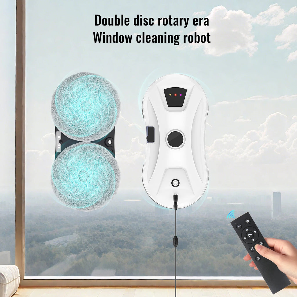 Fenstersauger-Roboter 5600Pa mit Fernbedienung, intelligenter Fenstersauger mit doppelter rotierender Wischfunktion, automatischer Wassersprühfunktion, elektrischer Roboter zur Glasreinigung