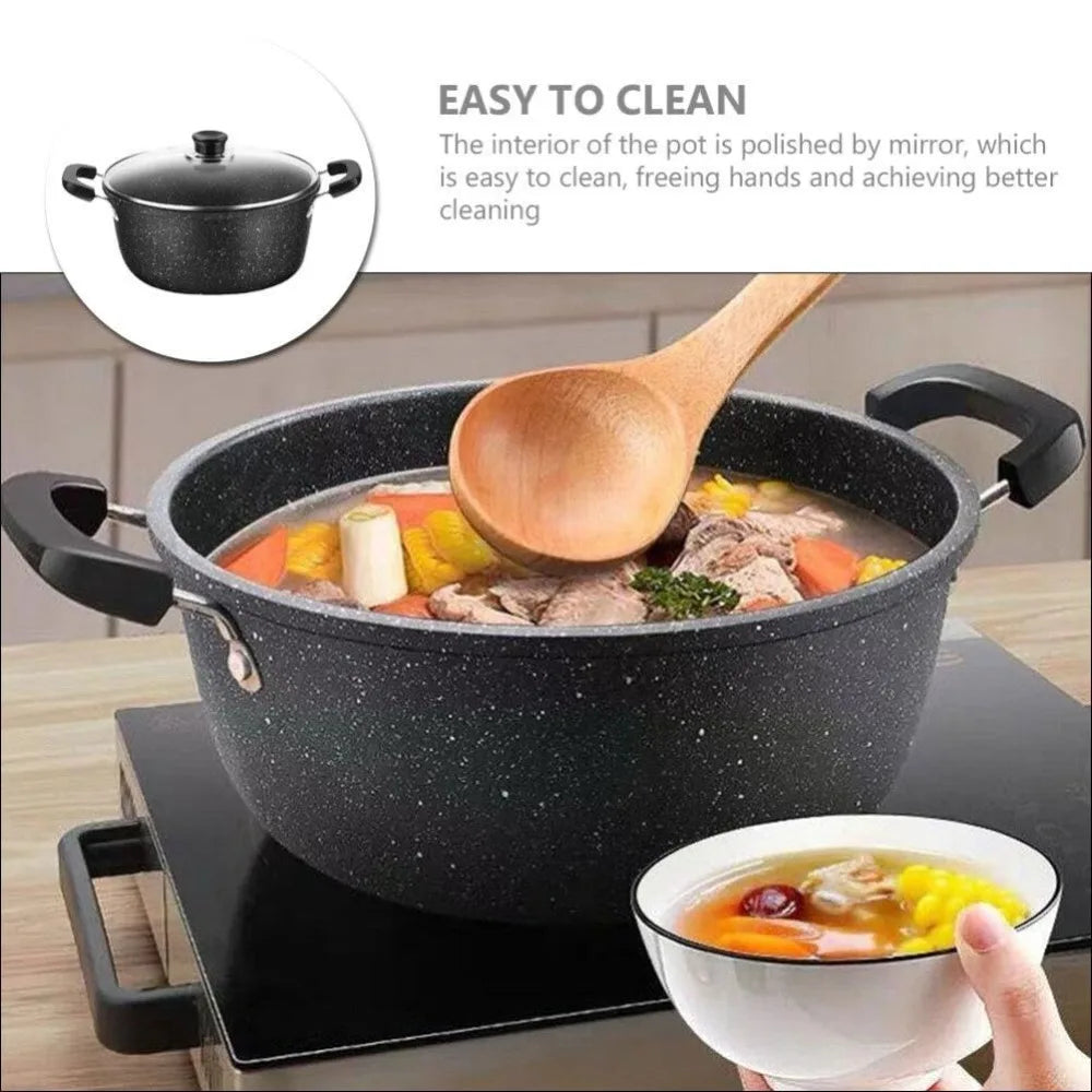 Maifan Steintopf Suppentopf Universelle Zwei-Ohr-Küchenutensilien Suppe mit Deckel Nudeltopf Induktionsherd GAS