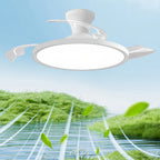 IRALAN Plafoniere con ventilatore Pala del ventilatore retrattile intelligente Ventilatore elettrico domestico dimmerabile con telecomando Luce da soggiorno a LED