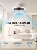 Ventilatori da soffitto Orison con luci, ventilatore da soffitto a basso profilo con luci e telecomando, 6 velocità di ventilazione, ventilatore da soffitto intelligente a incasso per camera da letto, cameretta e soggiorno 1