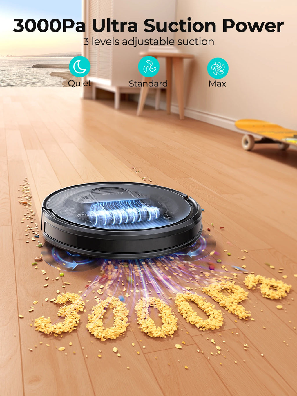 Robot-Staubsauger und Wischroboter Airzeen R7 3-in-1, 4000Pa Saugkraft, Smart App/Alexa Steuerung, Automatische Aufladung für Tierhaare und Böden