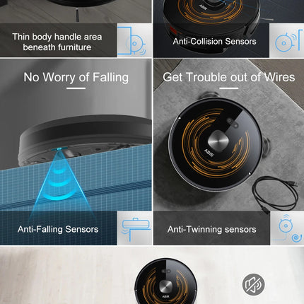 ABIR K30 Robot Vacuum Cleaner, Auto-Emptying Station, Lidar Laser, 6500PA Suction, Multi-Floor Mapping, Wet and Dry Appliance for Smart Home