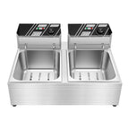 Friggitrice Elettrica a Doppia Vasca Bymaocar EF-82 2.5KW+2.5KW 30L Acciaio Inox 410