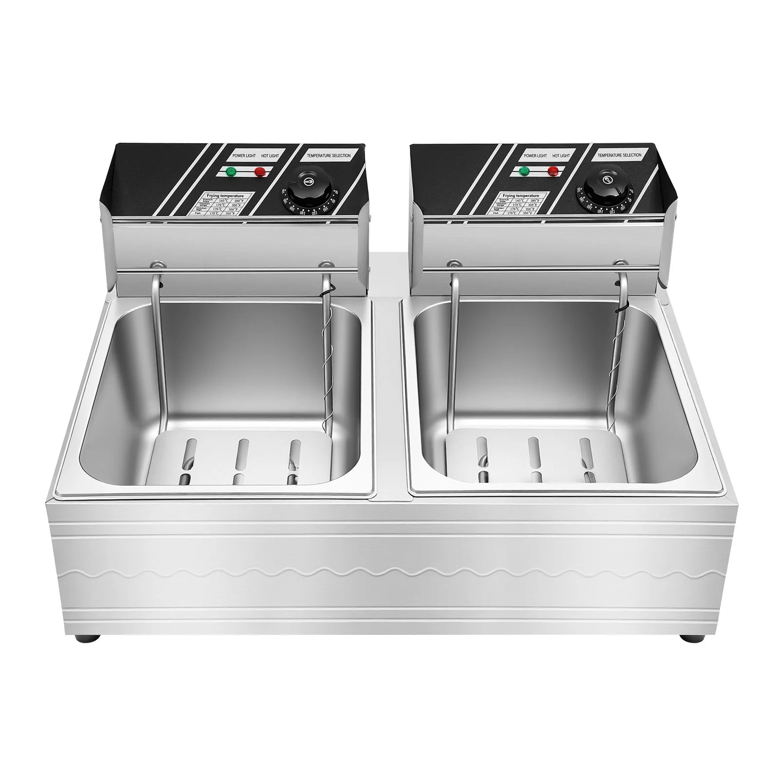 Friggitrice Elettrica a Doppia Vasca Bymaocar EF-82 2.5KW+2.5KW 30L Acciaio Inox 410