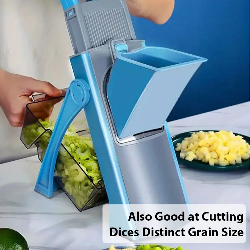 Affettaverdure Pieghevole Multifunzione, Tritatutto per Frutta e Verdura, Grattugia Regolabile per Ravanelli, Affettatrice per Aglio con 4 Modalità, Utensile da Cucina per Tagliare a Julienne