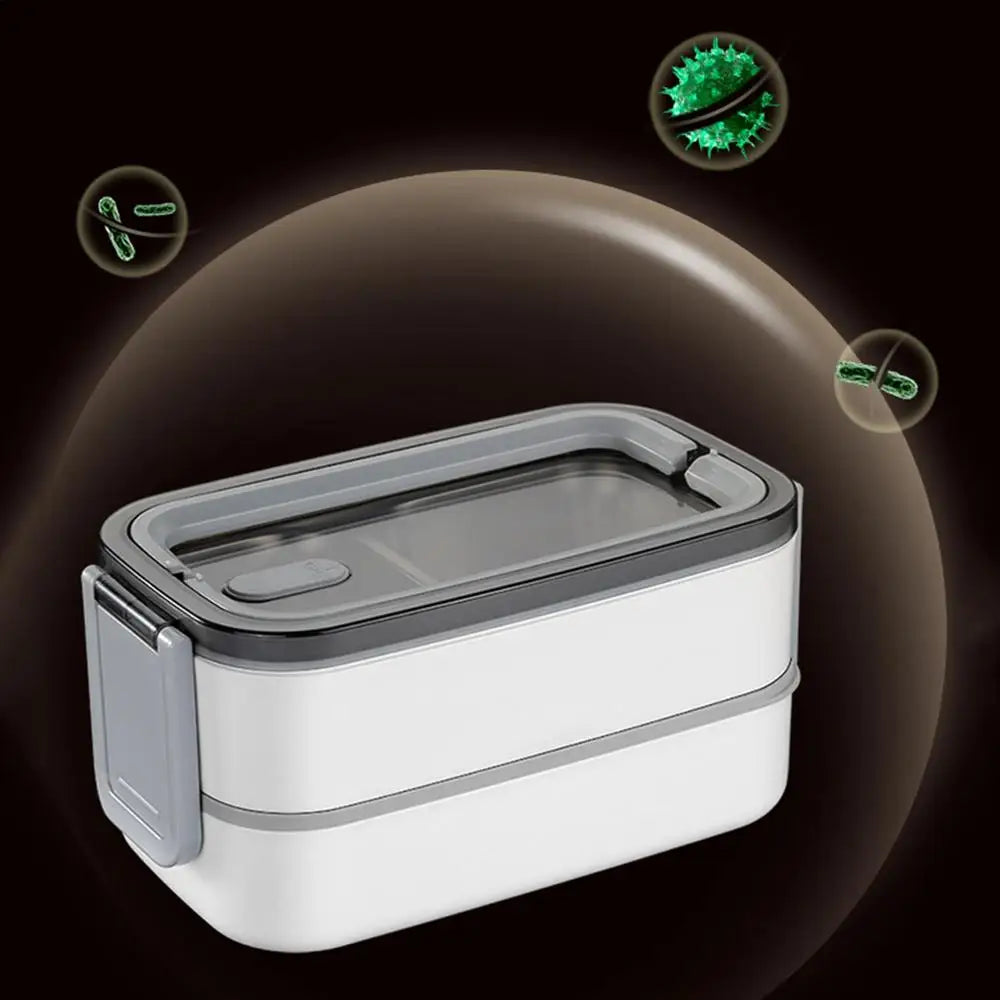 Lunchbox Thermobehälter 2-Schicht-Mahlzeit-Lunchbox mit Griff Auslaufsichere Salatschüssel für Schulreisen, Arbeit im Freien, Camping