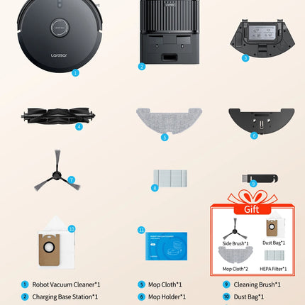 Laresar L20 Robot Vacuum Cleaner with 5000Pa Suction, LDS Navigation, Auto-Empty Station, Smart APP Control for Floors and Carpets