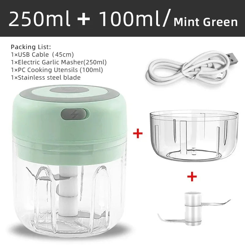100ML/250ML Elettrico Tritacarne Aglio Chopper Ruota Aglio Presse Frantoio Verdura Cipolla Cutter Cucina Accessori Da Cucina