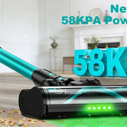 Cordless stick vacuum cleaner, free-standing, 58Kpa/55 min/10-in-1, with LED light brush for pet hair/carpets
