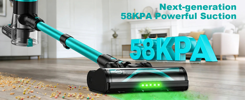 Kabelloser Staubsauger, selbststehend, 58Kpa/55 Minuten/10-in-1, mit LED-Beleuchtung Bürste für Tierhaare/Teppiche