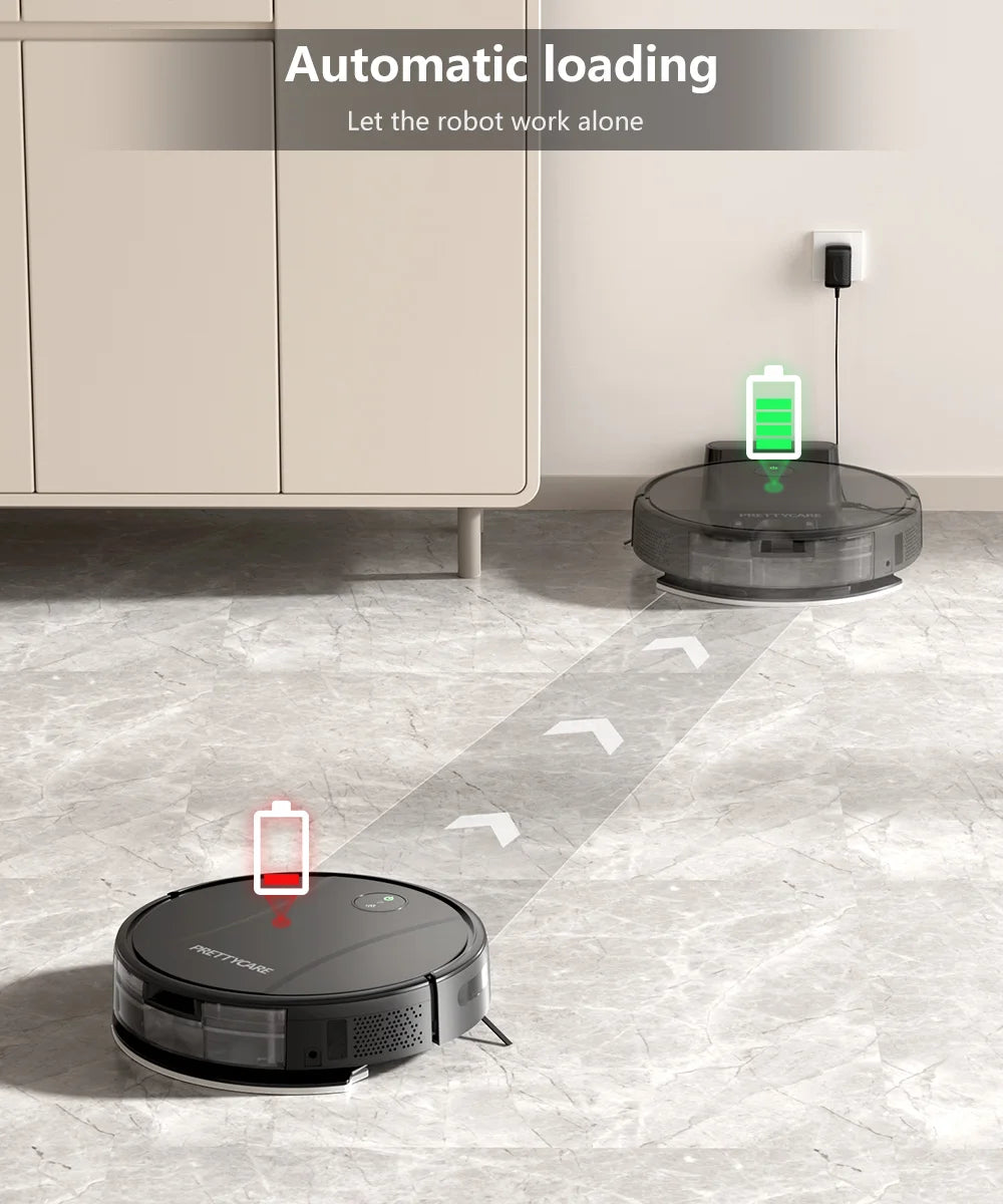 PrettyCare C2 Roboter-Staubsauger und Wischmopp, 4000 Pa Saugkraft, Roboterstaubsauger mit automatischer Teppichverstärkung, Alexa/WLAN/App