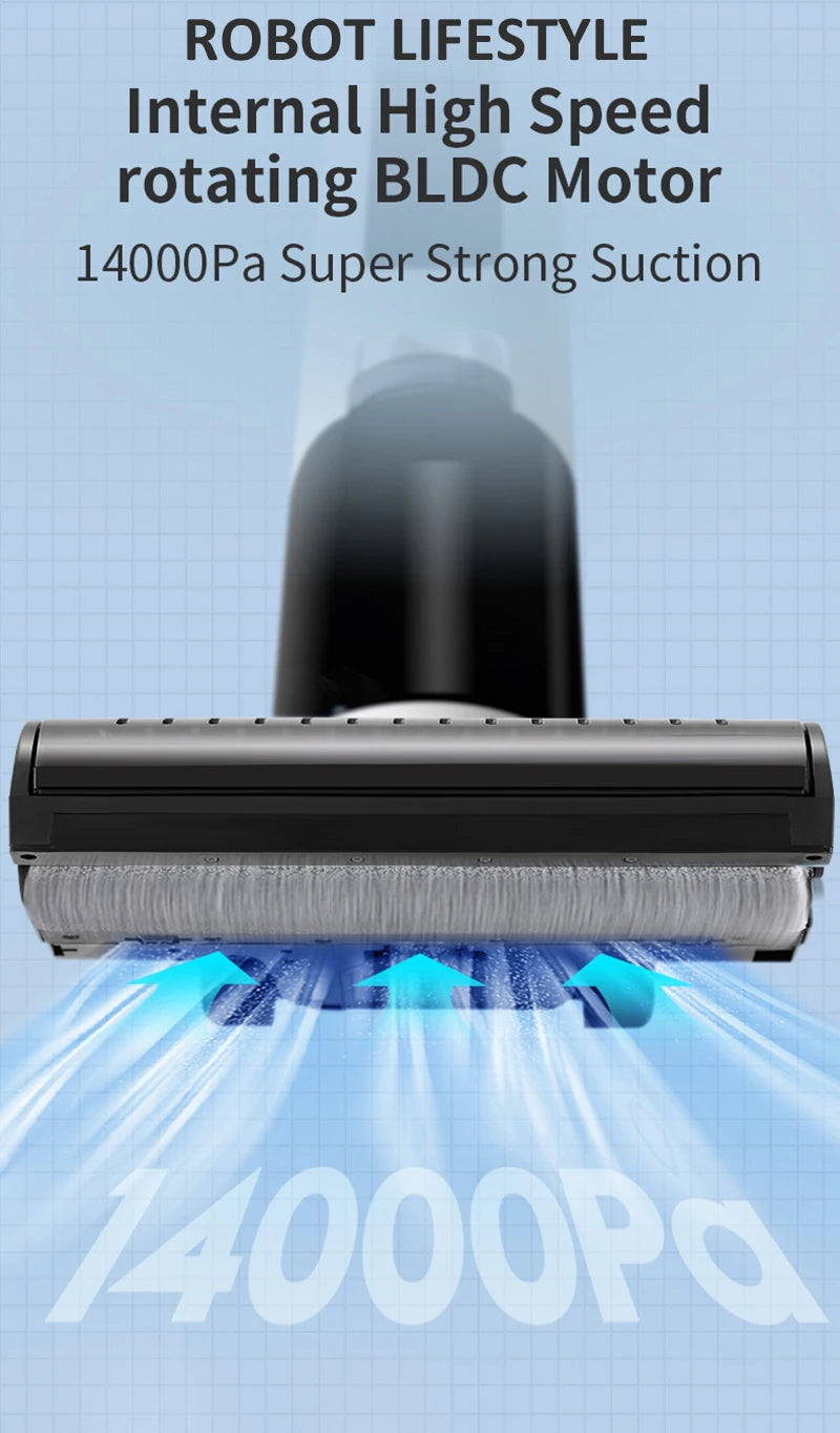 Kabelloser Handstaubsauger, Nass- und Trockenreinigungsroboter RL9Max, 14000pa, selbsterhitzende Bürste, superstarke Saugkraft, 4000 mAh Akku
