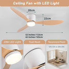 Ventilatore da Soffitto IRALAN con Luce, Motore DC Silenzioso a Risparmio Energetico, 3 Colori Variabili, 6 Velocità Regolabili, per Camera da Letto e Soggiorno