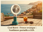 Retro Mini-Handventilator, wiederaufladbar über USB, 3 Windgeschwindigkeiten, batteriebetrieben, Tischventilator, geeignet für Zuhause, Büro, Schlafzimmer, Reisen und Outdoor.