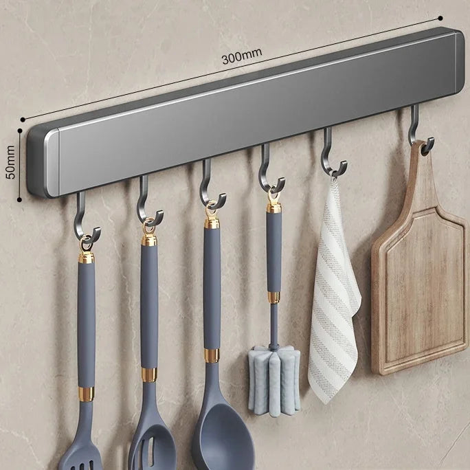 Scaffale da cucina non perforato Scaffali montati a parete Accessori per utensili da cucina con organizer porta cucchiaio con gancio mobile