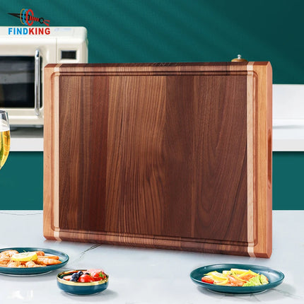 FINDKING Tagliere in legno di noce, tagliere spesso e grande con scanalatura profonda per il succo per la cucina, 44,5 x 32,8 x 2,8 cm