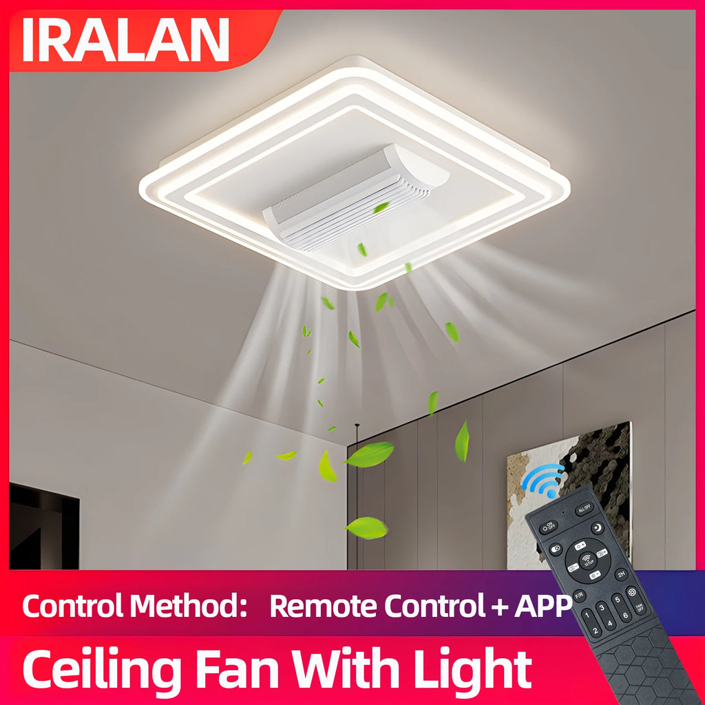 IRALAN LED Ventilatore da soffitto invisibile senza lama Smart Home Illuminazione infinitamente regolabile Decorazione Soggiorno Camera da letto Lampada da interno