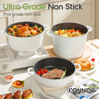 DONNOR Set di pentole in ceramica Set di pentole a induzione da 18 pezzi con coperchio Set di padelle e pentole antiaderenti salutari da cucina con padella JT532