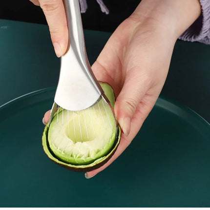 2-in-1 Avocado Slicer Stainless Steel Avocado Cutter Peeler Knife Kiwi Salad Slicer Peeler Kitchen Gadgets Fruit and Vegetable Tools