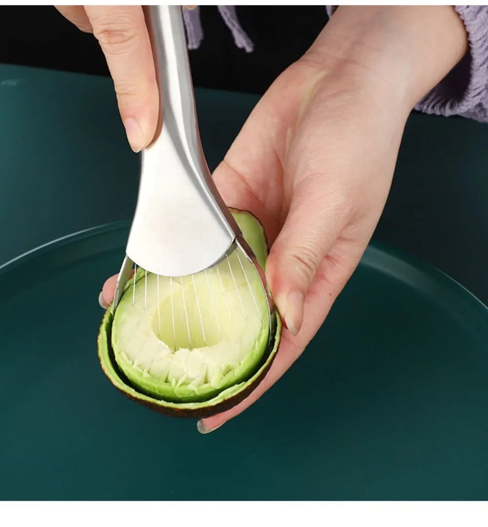 2-in-1 Avocado-Messer aus Edelstahl, Avocado-Schneider, Kiwi-Schälmesser, Salatschneider, Schäler, Küchen-Gadgets, Obst- und Gemüsewerkzeuge
