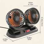 Ventola di Raffreddamento Elettrica per Auto 5V 12V 360° °   Ventilatore USB Multifunzione a Doppia Testa Regolabile, 2 Velocità, per Auto, Casa e Campeggio