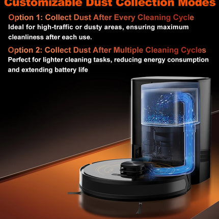 ABIR K30 Robot Vacuum Cleaner, Automatic Emptying Station, Lidar Laser, 6500PA Suction, Multi-Floor Mapping, Smart Home Appliance for Dry and Wet Cleaning