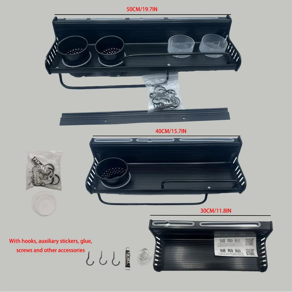 Supporto da parete per portaspezie sospeso, portavasi sospeso, portabottiglie salvaspazio con ganci, ripiano da cucina per utensili