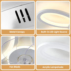 Ventilatore da soffitto moderno con luce, telecomando e controllo tramite app intelligente, ventilatore da soffitto a incasso ultra sottile da 25 pollici con luce LED dimmerabile, adatto per camere da letto, soggiorni e altri