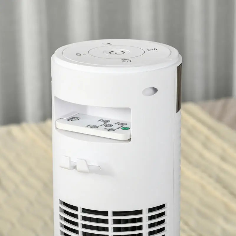 Ventilatore a colonna bianco con 3 velocità e 4 modalità di ventilazione, timer programmabile 12 ore, pannello di controllo LED e telecomando, oscillazione automatica per raffreddare uniformemente casa e ufficio 31,5 x 31,5