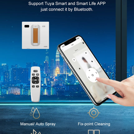 ABIR WD8 Window Cleaning Robot, Dual Water Spray, Laser Sensor, High Suction, Smart Robot for Wet and Dry Cleaning of Windows and Walls