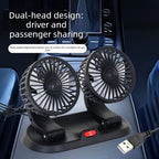 Ventilatore USB 5V, Ventilatore per Auto 12V a Doppia Testa, 2 Velocità Regolabili, Raffreddatore d'Aria Silenzioso per Interni Auto, Accessorio Essenziale per l'Estate