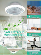 Ventilatore da Soffitto Intelligente con Luci a 360° °   Lampada Ventilatore Moderna Girevole con Controllo Remoto APP, Dimmerabile, 6 Velocità del Vento, Flusso d'Aria Reversibile per Interni