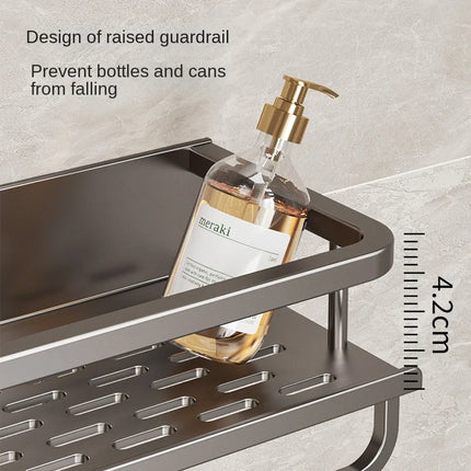 Scaffale contenitore multifunzionale da cucina di lusso leggero, portaspezie da parete senza foratura, mensola da parete in acciaio inossidabile