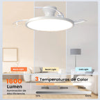 IRALAN Plafoniere con ventilatore Pala del ventilatore retrattile intelligente Ventilatore elettrico domestico dimmerabile con telecomando Luce da soggiorno a LED