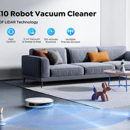 Laresar L10 SoF Robot Aspirapolvere e Lavapavimenti LiDAR, 6500Pa, 150min Senza Fili, Controllo Tramite App, Pulizia Intelligente di Pavimenti e Tappeti