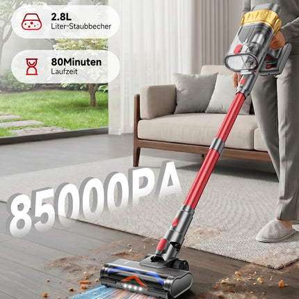Tdyon 750W 85000PA Aspirapolvere Senza Fili, Potenza di Aspirazione Ultra-Elevata, 80 Minuti di Autonomia, Aspirapolvere Portatile con Batteria Rimovibile
