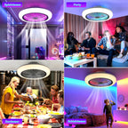 Ventilatore da soffitto Oyajia 50W con luce LED RGB dimmerabile e telecomando