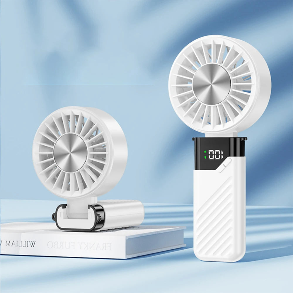 Ventilatore portatile, mini ventilatore, ventilatore portatile ricaricabile con batteria da 4000 mAh, 5 velocità, display, ventilatore USB pieghevole per concerti, viaggi, estate, ufficio, casa, regalo