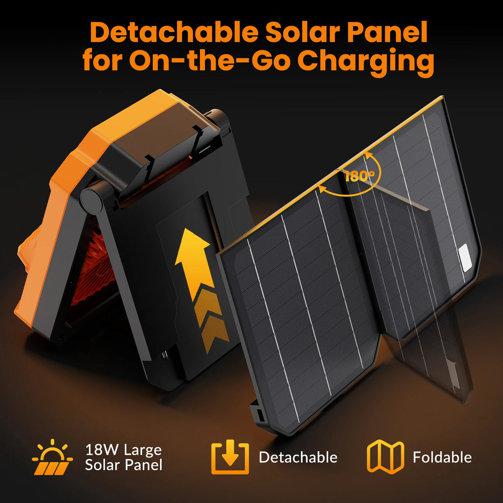 Ventilatore Portatile Ricaricabile 26800mAh con Pannello Solare 2-in-1
