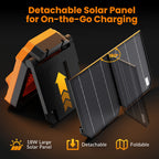Ventilatore Portatile Ricaricabile 26800mAh con Pannello Solare 2-in-1