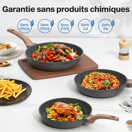 Non-stick Frying Pan Set, 3-Piece – 20/24/28 cm Granite Pans