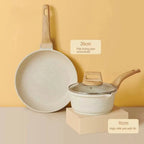 Set di 3-7 pentole e padelle Set di pentole antiaderenti Pentole a induzione in granito bianco Set da cucina antiaderente con padelle e casseruola