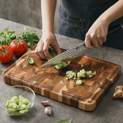 HEZHEN tagliere Premium in legno di acacia, accessorio da cucina con scarico dell'acqua e a prova di umidità