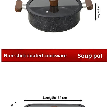 Complete Set of 5-Piece Non-Stick Stainless Steel Cookware with Glass Lids and Handles, Kitchen Set