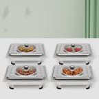 4/8 Stück Chafer-Pfannen-Buffet-Servierbehälter mit Deckel, rechteckiger Speisenwärmer-Pfannen-Servierbehälter