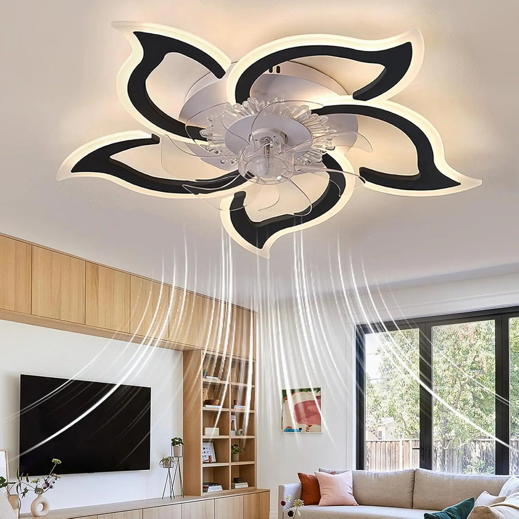Ventilatore da Soffitto LED con Illuminazione, Lampada da Soffitto per Camera da Letto con Telecomando e APP, Lampada Dimmerabile con Ventilatore