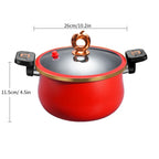 1 Stück Großer Suppentopf 26 cm/10 Zoll mit Drehverschlussgriff für schnelles Schmoren 6 Liter Schwarz Orange Rot Multifunktionaler Kochtopf für alle Herdarten geeignet